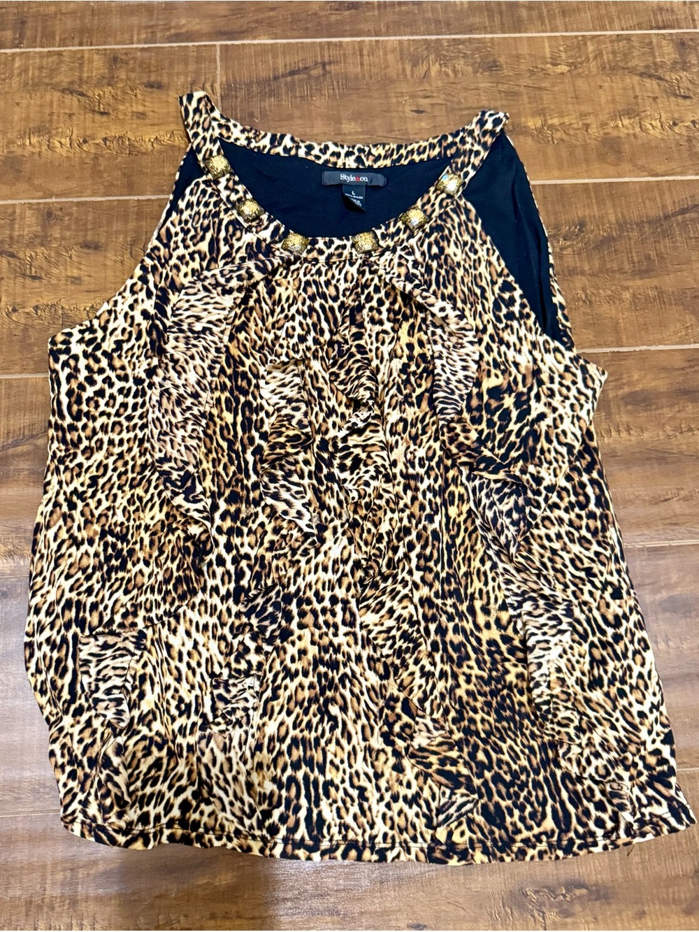 Style & Co. Leopard Print Sleeveless Camisole - Brown & Black
